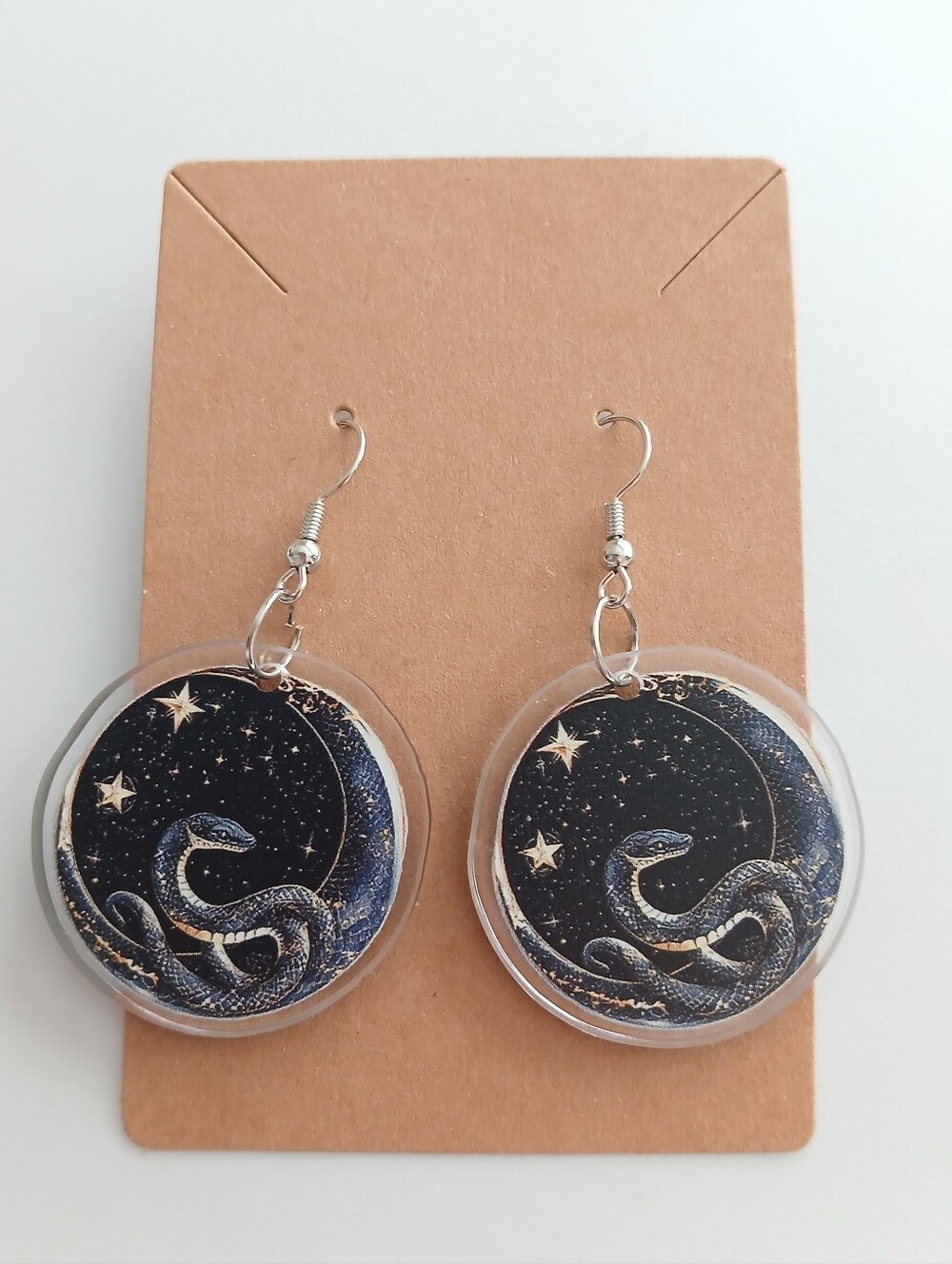 Fashion Jewelry Black and Gold Snake Star Drop Earrings